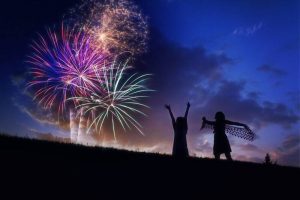 night sky with fireworks